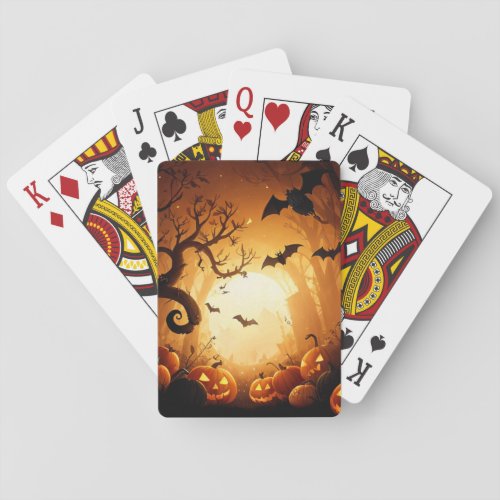 HalloweenBatPumpkinFall  Playing Cards