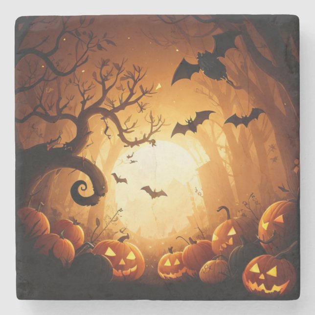 Halloween/Bat/Pumpkin/Fall  Stone Coaster (Front)
