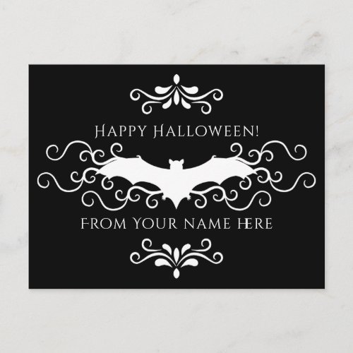 Halloween bat recipe postcard