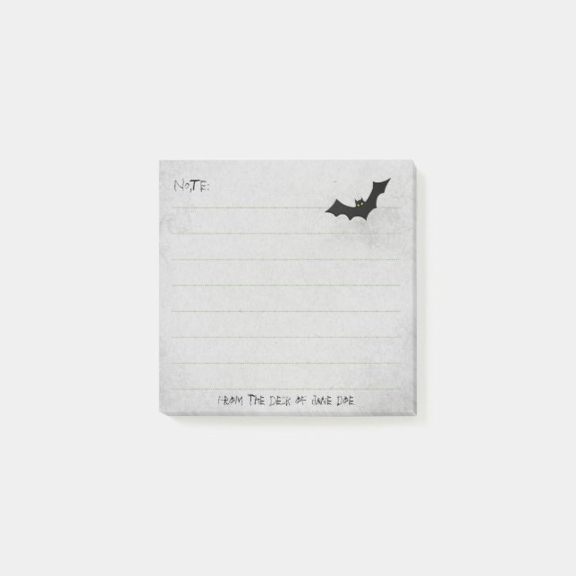 Halloween Bat Silhouette -  Gray - Lined Post-it Notes (Front)