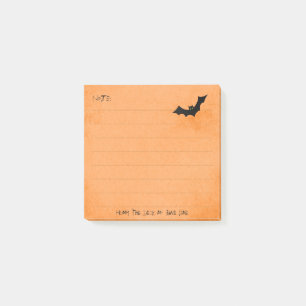 Halloween Bat Silhouette over Orange - Lined Post-it Notes