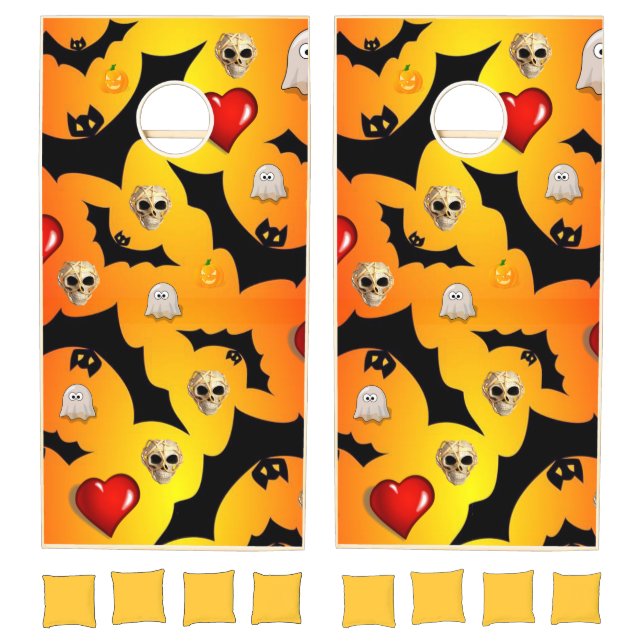 Halloween Bat Skull Bat Cornhole Set  (Set)