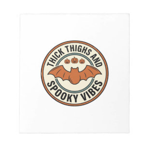 Halloween Bat Thick Thighs Spooky Vibes Vintage_1 Notepad