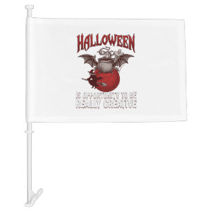 Halloween Bat Winged Cauldron Flying Witch Ghost Car Flag