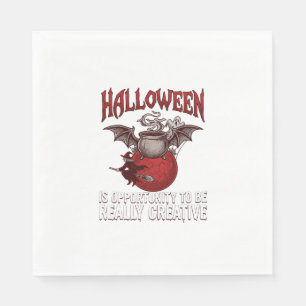 Halloween Bat Winged Cauldron Flying Witch Ghost Napkins