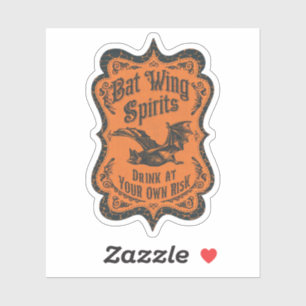 Halloween Bat Wings Spirits Witchs Potion Bottle Sticker