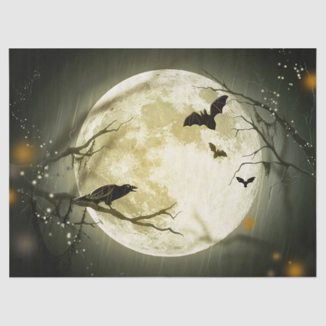 Halloween Bats and Birds Moon Tissue Paper (Front)