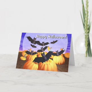 Halloween Bats and Pumpkins Card
