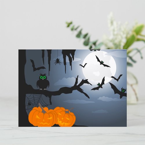 Halloween Bats And Pumpkins Invitations