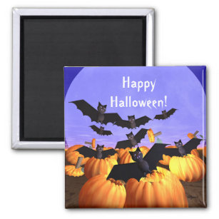 Halloween Bats and Pumpkins Magnet