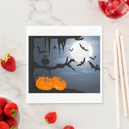 Halloween Bats And Pumpkins Paper Napkins