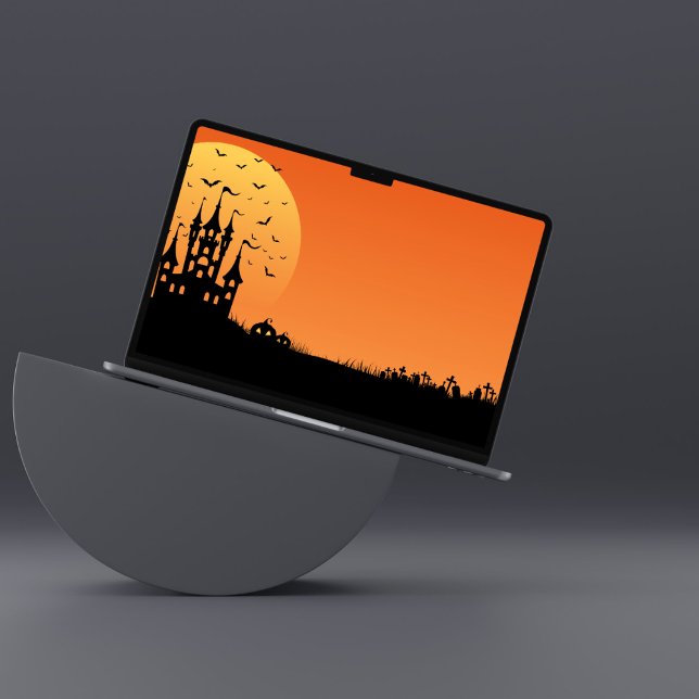 Halloween bats and spooky pumpkin landscape HP laptop skin (Halloween bats and spooky pumpkin landscape)