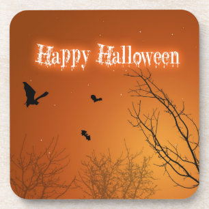 Halloween Bats and Trees Drink Coaster