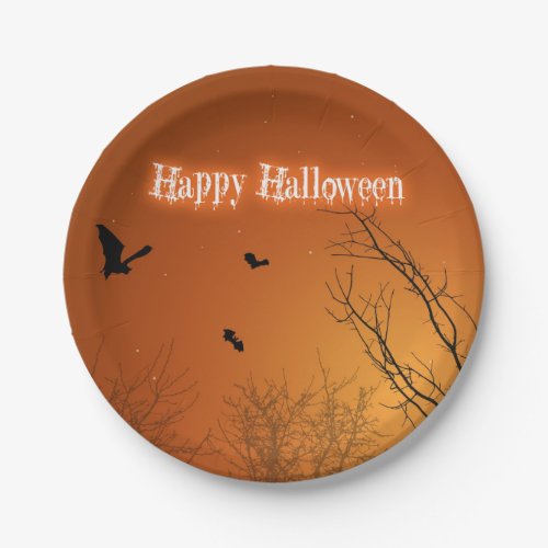 Halloween Bats and Trees Paper Plates