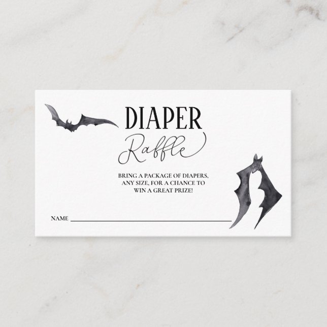 Halloween Bats Baby Shower Diaper Raffle Enclosure Card (Front)