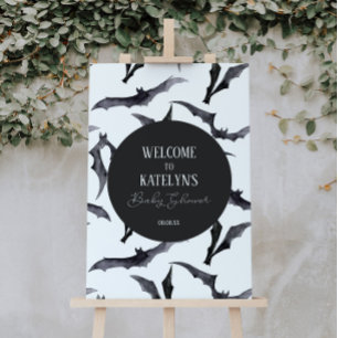 Halloween Bats Baby Shower Welcome Sign