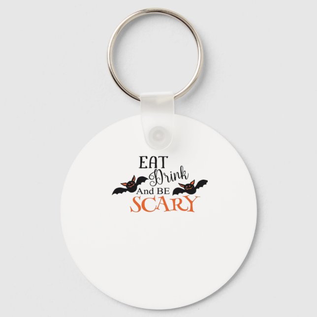 Halloween Bats Be Scary Funny Meme Keychain (Front)