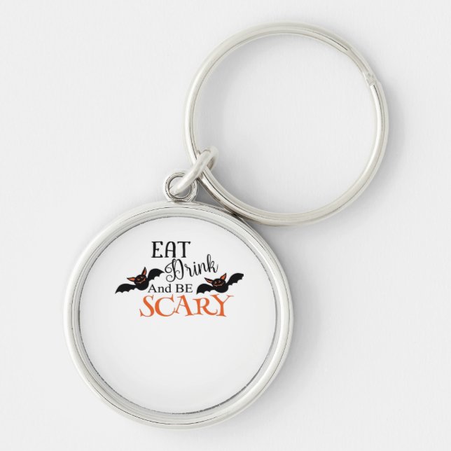 Halloween Bats Be Scary Funny Meme Keychain (Front)