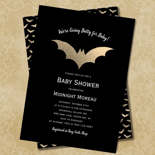 Halloween Bats Black Baby Shower  Invitation