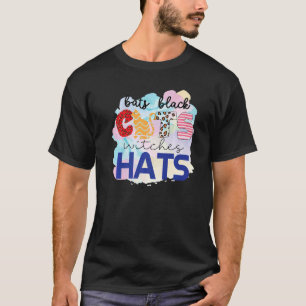 Halloween Bats Black Cats Witches Hats Cat Mom T-Shirt