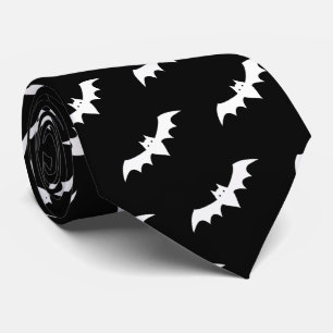 Halloween Bats Black White Pattern Neck Tie