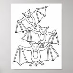 Halloween Bats Coloring Page Art Poster