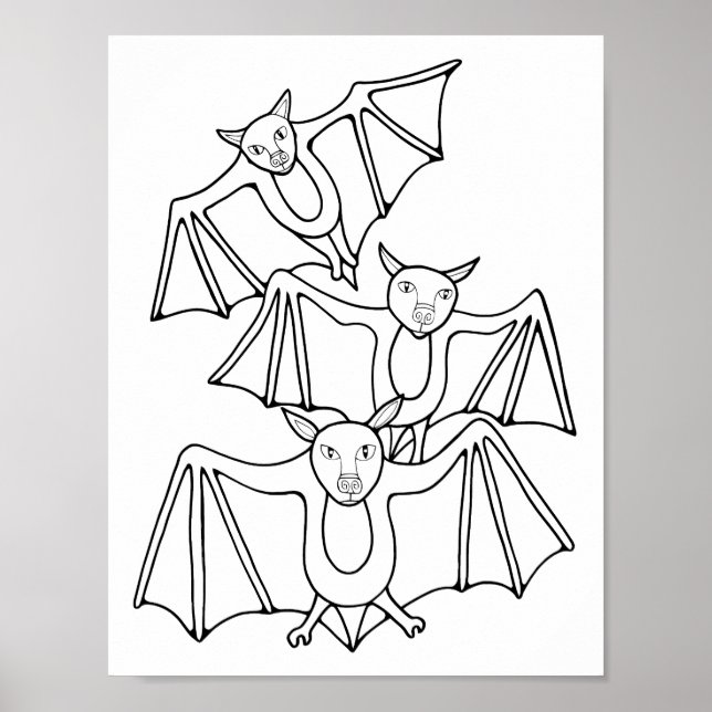 Halloween Bats Coloring Page Art Poster (Front)