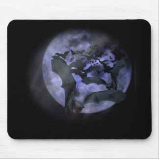 Halloween Bats Flying on a Full Moon Night Mouse Pad