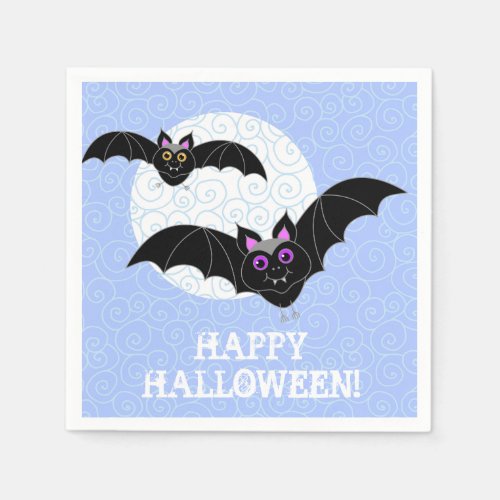 Halloween Bats Full Moon Party Napkins