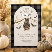 Halloween Bats Gingham Baby Shower
