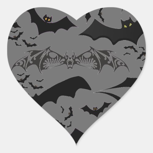 Halloween Bats Heart Sticker