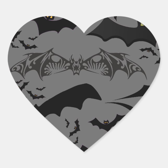 Halloween Bats Heart Sticker (Front)