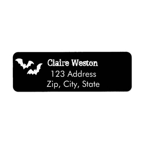 Halloween bats in black and white return address label