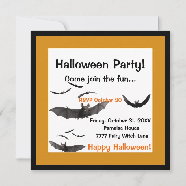 Halloween Bats Invitation (Front)