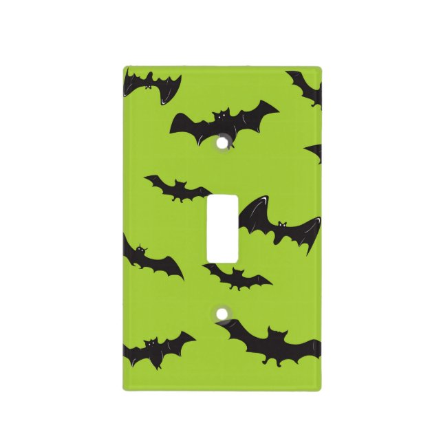 Halloween Bats on Lime Green Light Switch Cover (Front)