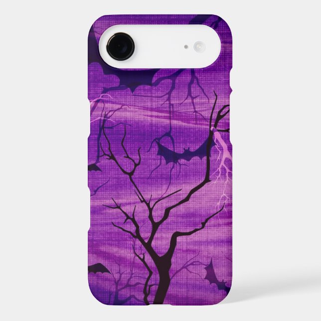 Halloween Bats on Purple Night phone case (Back)
