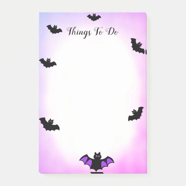 Halloween bats on purple & white Things to do Post-it Notes (Front)