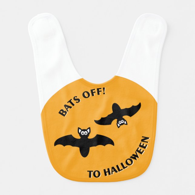 Halloween Bats Orange Baby Bib (Front)