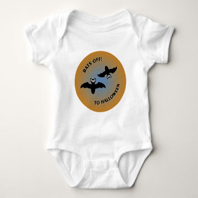 Halloween Bats Orange Blue Baby Bodysuit (Front)