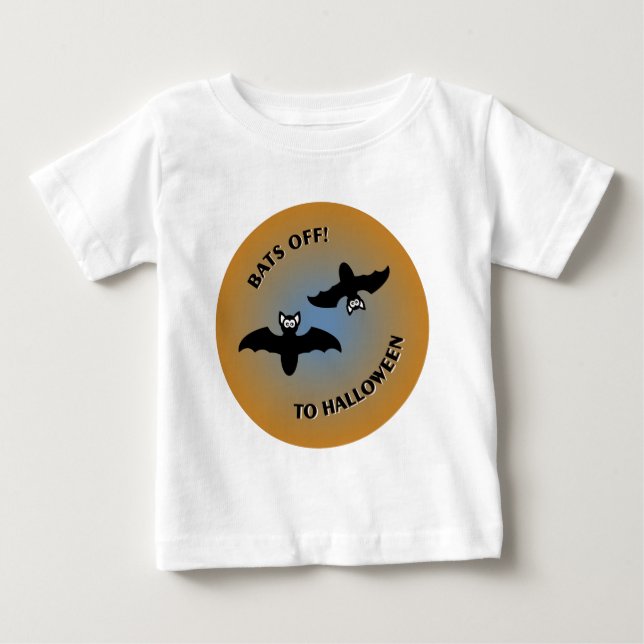 Halloween Bats Orange Blue Baby T-Shirt (Front)