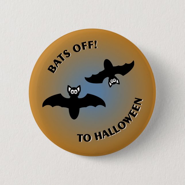 Halloween Bats Orange Blue Button (Front)