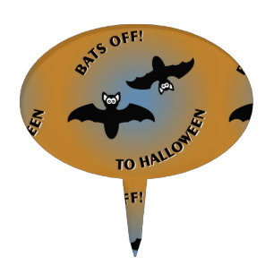 Halloween Bats Orange Blue Cake Topper