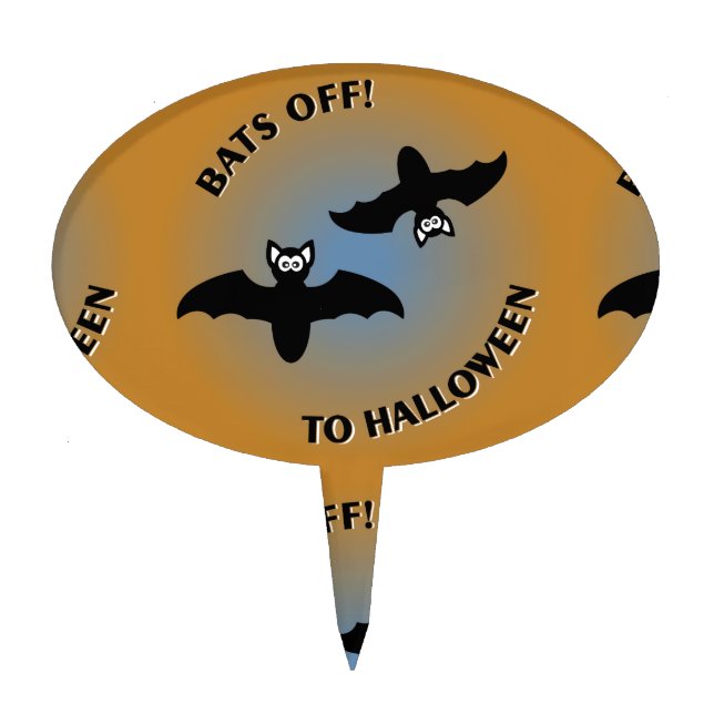 Halloween Bats Orange Blue Cake Topper (Front)