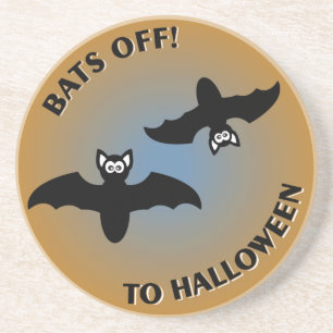 Halloween Bats Orange Blue Coaster
