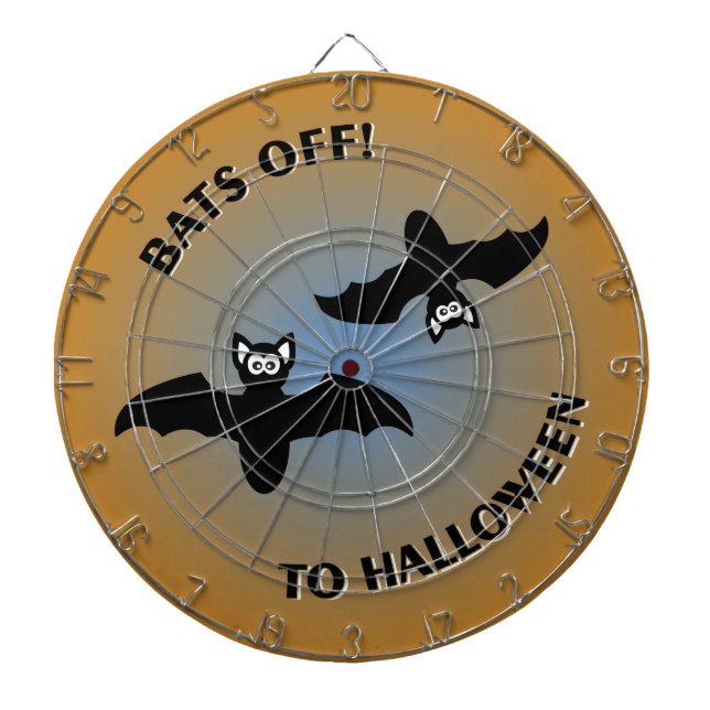 Halloween Bats Orange Blue Dart Board (Front)