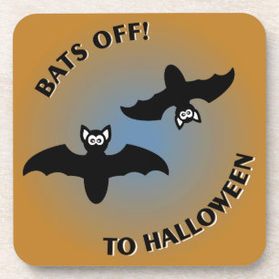 Halloween Bats Orange Blue Drink Coaster