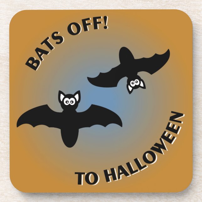Halloween Bats Orange Blue Drink Coaster (Front)