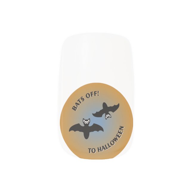 Halloween Bats Orange Blue Minx Nail Wraps (Left Thumb)
