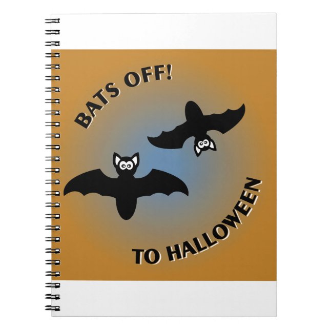 Halloween Bats Orange Blue Notebook (Front)