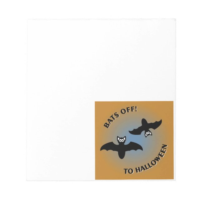 Halloween Bats Orange Blue Notepad (Front)